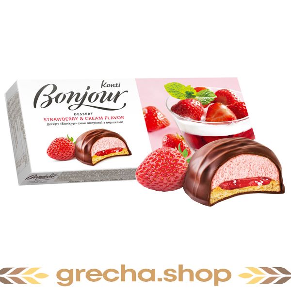 Dessert candies BONJOUR Strawberry and cream flavor 232 grams